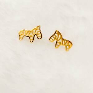 黃金動物系列耳環--斑馬?
